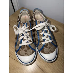 COACH Barrett Signature Canvas Sneakers Women's Size 7.5 Brown Khaki Blue L thumbnail 4