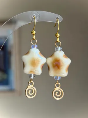 Handmade ceramic chunky star boho fairy y2k earrings⭐️💚 thumbnail 2
