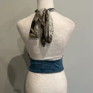 HAZEL BOUTIQUE denim corset halter top thumbnail 3