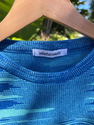 Beginning Boutique Blue Knit Tank Top thumbnail 3