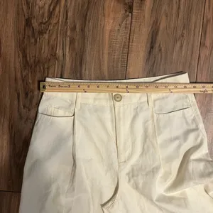 Vince Cropped Wide Leg Pleated Pants Cream Linen Blend Culotte Minimalist Size 6 thumbnail 10
