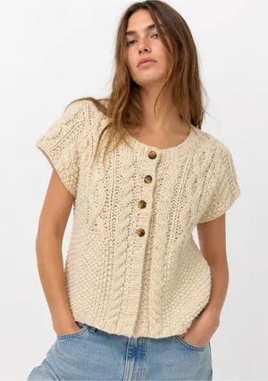 Kenji Cream Cable Knit Button thumbnail 1