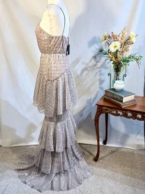 ☀️NWT Michael Costello x REVOLVE Shirley Sequin Tiered Gown Mauve Sz S❤️ thumbnail 7