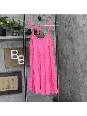 NWT Miken Juniors Tiered Dress Swim Cover Up I9672P544 Hot Pink Lurex Stripe XS thumbnail 3