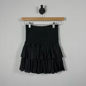 Reset by Jane Women’s Silky Amore Smocked Ruffle Mini Skirt Black S thumbnail 3