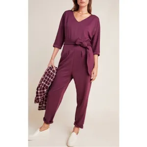 Anthropologie Sutton‎ Ponte Deep Purple Jumpsuit size large thumbnail 8