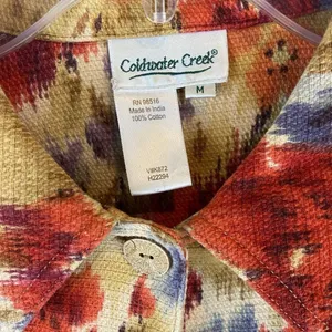 COLDWATER Creek Jewel Tone Floral Art to Wear 100% Cotton Jacket Medium thumbnail 7