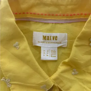 Anthropologie Maeve Yellow Embroidered Shirt‎ thumbnail 4