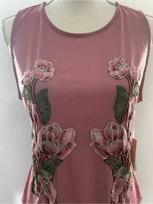 iris Rose Pink Floral Appliqué Scoop Neck Bodysuit thumbnail 3