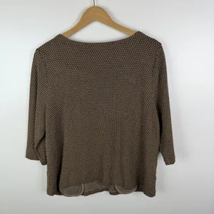 J Jill Ponte Knit Geometric Top‎ Size LP Brown Minimalist Stretch Office Comfy thumbnail 4