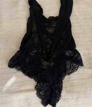 2X Avid Love Black Lace halter Chemise Teddy lingerie intimates thumbnail 1
