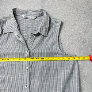 Zara Basic Striped Button Down Tunic Dress XS Blue‎ White Cotton Sleeveless Boho Blue thumbnail 9