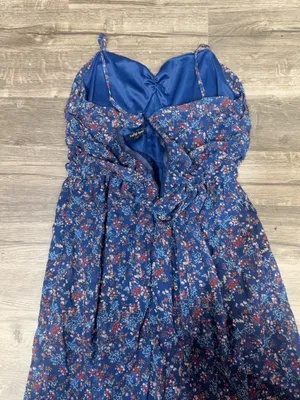 Wishlist Apparel Blue Floral Boho Maxi Dress Size L thumbnail 8
