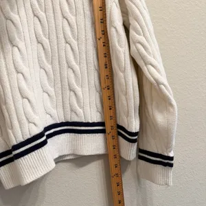 Abercrombie & Fitch Oversized Cable‎ Knit Sweater Women Small V-Neck Fisherman thumbnail 11