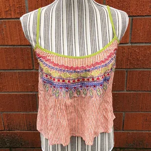 💜Striped embroidered crop top Size XS thumbnail 1
