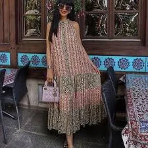 ZARA Ruffled Multicolor Maxi Dress Sz S thumbnail 5