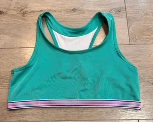 Hanes XLarge XL Green Striped Racerback Sports‎ Bra Workout Gym Activewear thumbnail 1