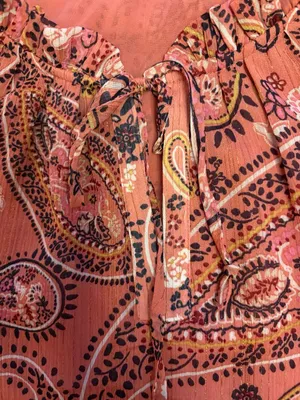 Rachel Zoe Pink Paisley Flutter Sleeve Tie Front Blouse thumbnail 3