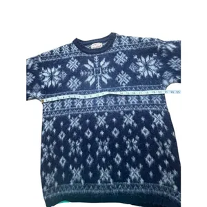 Vintage Woolrich Women’s S Wool Sweater Made USA Fair Isle Snowflake Nordic Navy thumbnail 8