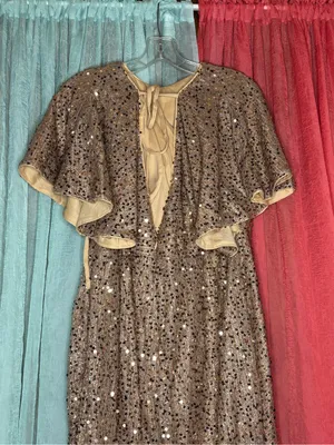 Gold Sequin Draped Prom Gown Size undefined thumbnail 3