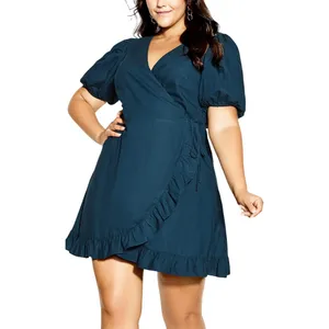 City Chic Womens Trendy Plus Ruffle Dreams Dress Alpine Green 18W thumbnail 6