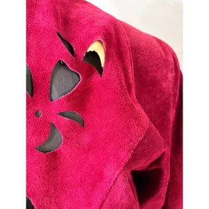 Vintage Phoenix Burgundy Black Suede Cutout Cropped Jacket‎ M Art Western AS IS thumbnail 15