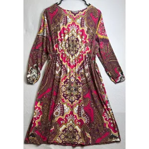 Style & Co Womens Large Pink Paisley Medallion Boho Surplice V-Neck Midi Dress thumbnail 3