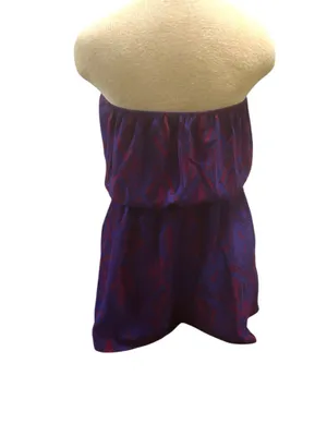 Purple and red sheer shorts strapless romper thumbnail 3