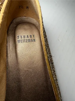 Stuart Weitzman Gold Sequin Ballet Flats with Bow thumbnail 2