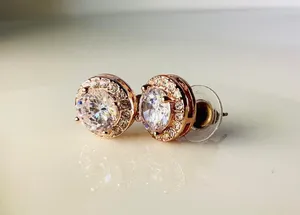 Crystal Stud Earrings Gold thumbnail 1