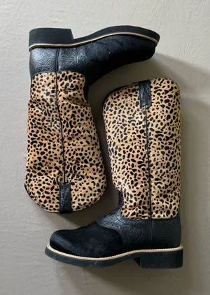 Y2K Era Twisted X Cheatah Print Cowhide Leather Buckaroo Cowboy boots thumbnail 1