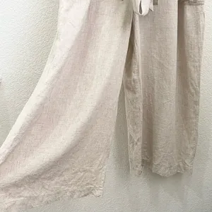 H&M Beige Linen Blend V Neck Button Front Jumpsuit Romper Size XL thumbnail 11