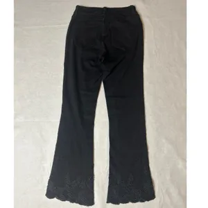 William Rast Black Embroidered Crop Flare Jeans Size 25 Boho Scalloped Hem Denim thumbnail 2