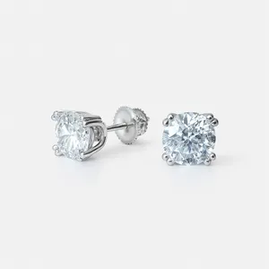 8mm D Color VVS1 Moissanite Stud Earrings Screw Real 925 Sterling Silver 4 Prong thumbnail 1