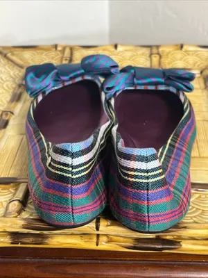 Coach Striped Bow Ballet Flats in Teal, Purple and Blue thumbnail 5