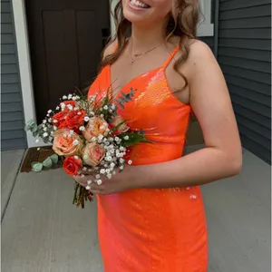 Kiss Prom Orange Sequin Prom Dress thumbnail 3