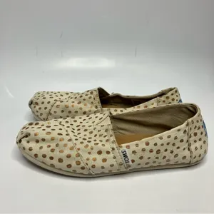 Toms cream with gold dots flats slip on‎ shoes size 8 thumbnail 4