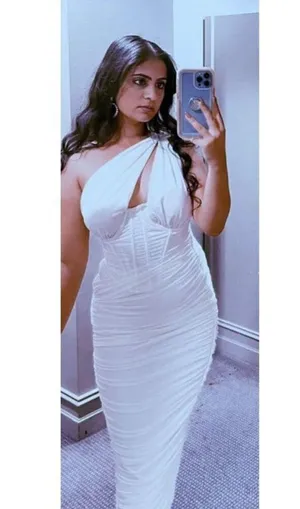HOUSE OF CB Valentina Asymmetric Cutout One-Shoulder Midi Dress in Ivory XS NWT thumbnail 16