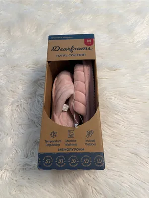 dearfoams Women's Pink Quilted Memory Foam Slippers size M 7-8 thumbnail 7