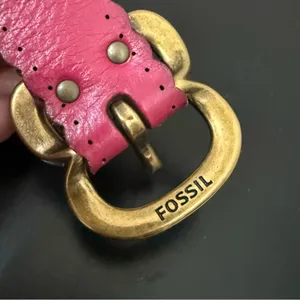 FOSSIL BT4028690 Pink Scalloped Edge Leather Belt Size S Waist 29.5”-33.5” thumbnail 12