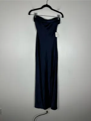 Altard State Navy Blue Satin Paityn Strapless Maxi Dress Women’s Sz XXS NWT thumbnail 5