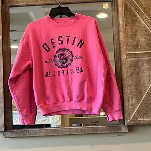 Comfy Sweatshirt Beach Florida Cotton Destin Pink Pullover Womens Medium thumbnail 3