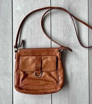 Fossil Vintage Classic Brown Leather Bag Shoulder Crossbody Purse thumbnail 1