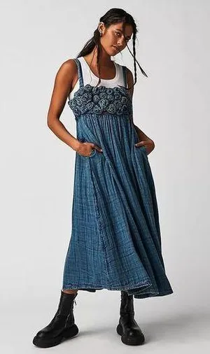 NWT Free People Dolly Midi Dress Size M. A49 thumbnail 1