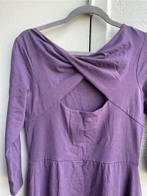 PACT women’s midi dress size M light purple color with criss cross keyhole thumbnail 7