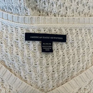 American Eagle Women Tunic Sweater M Ivory Large‎ Loop Open Knit Casual Neutral thumbnail 2