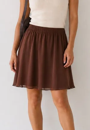 Vintage Diane von Furstenberg DVF Brown 100% Silk Pull On Skirt thumbnail 1