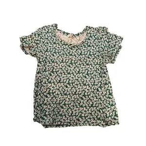 Adorable Lucky Brand women’s casual green white‎ floral tee shirt sz M thumbnail 4