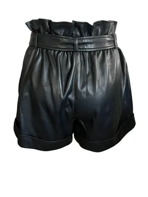 AQUA Faux Leather Shorts, High Waisted Black Size Medium thumbnail 7