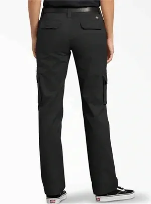 NWT Dickies Women's Stretch Cargo Pants Black Relaxed Fit Straight Leg Sz 16R thumbnail 2